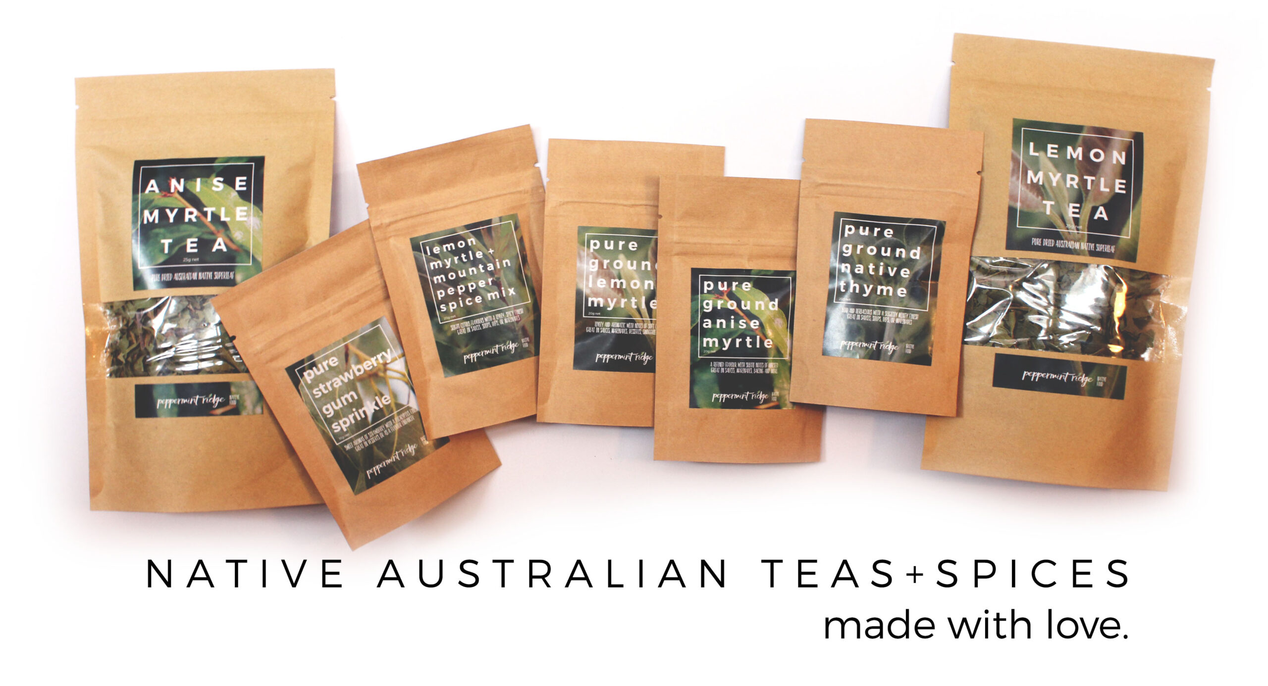 Native Australian Teas and Spices ready to use Peppermint Ridge Farm